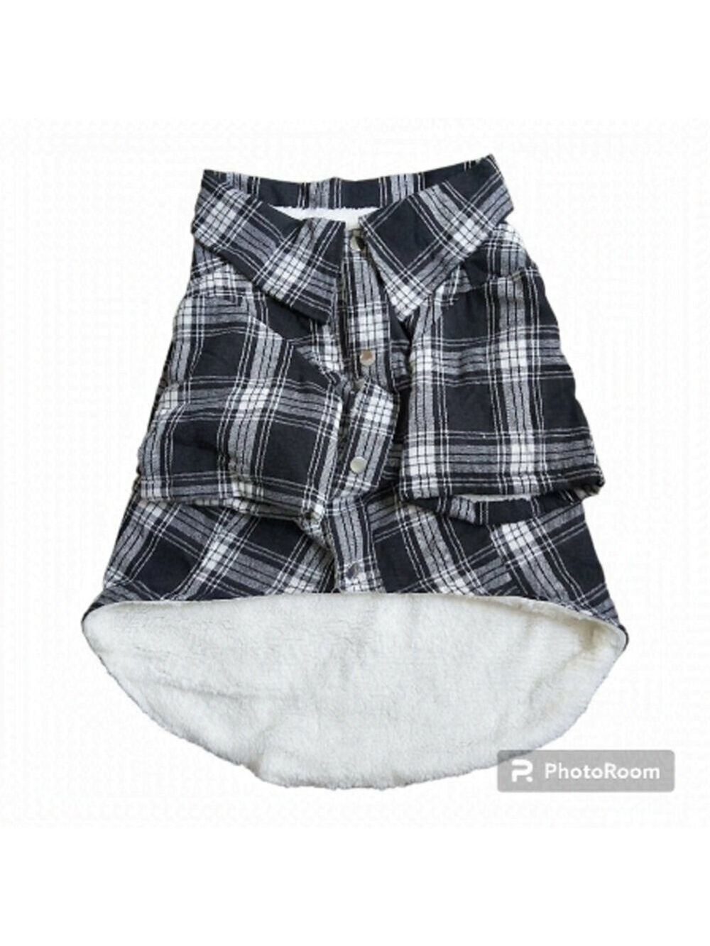 NWOT Black And White Plaid Winter/Fall/Spring XL Dog Polyester Coat With Snaps